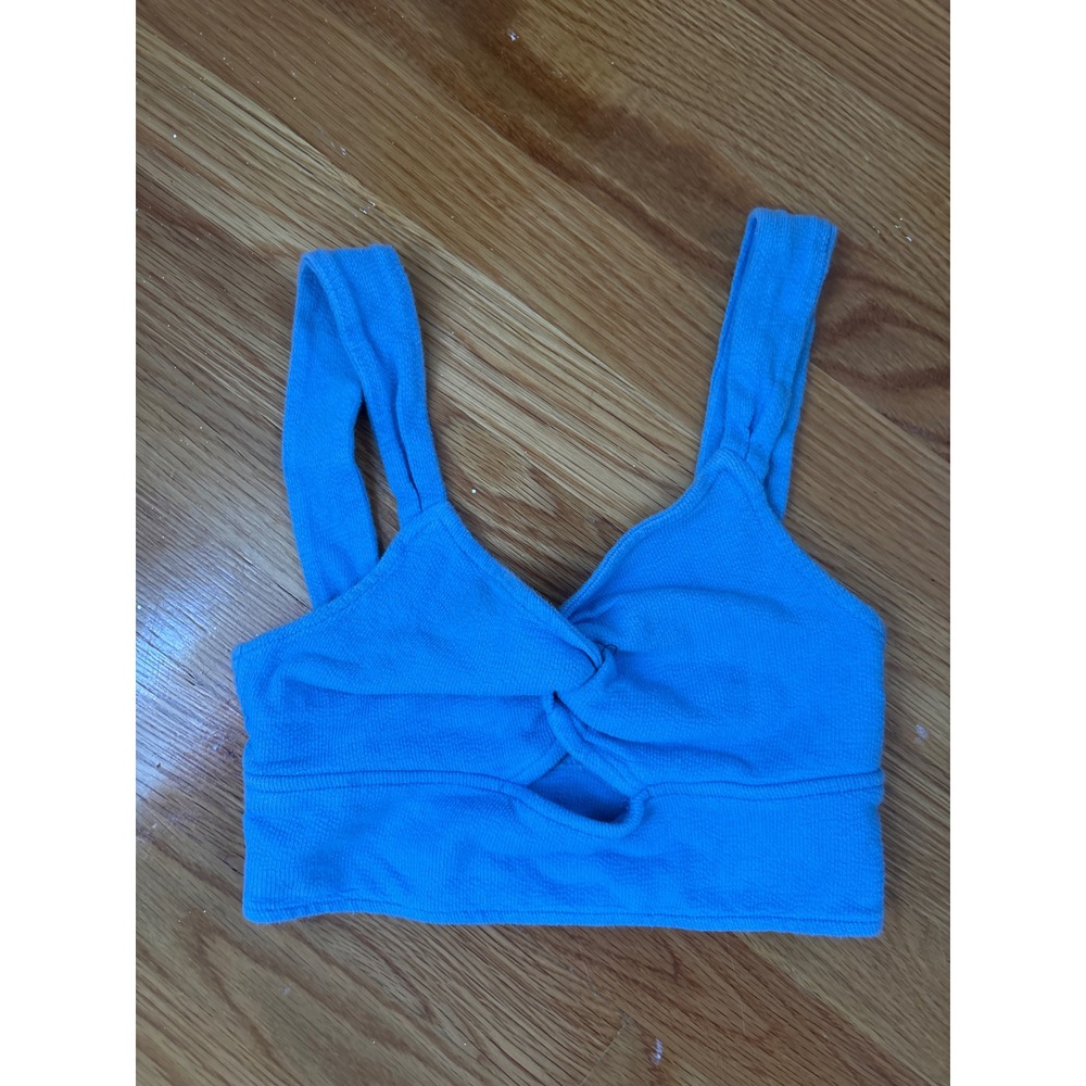 Madewell Blue Twist Front Keyhole Crop Top Sleeveless Cotton Knit XS